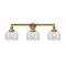 Bell Bath Vanity Light shown in the Brushed Brass finish with a Clear shade