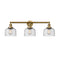 Bell Bath Vanity Light shown in the Brushed Brass finish with a Seedy shade