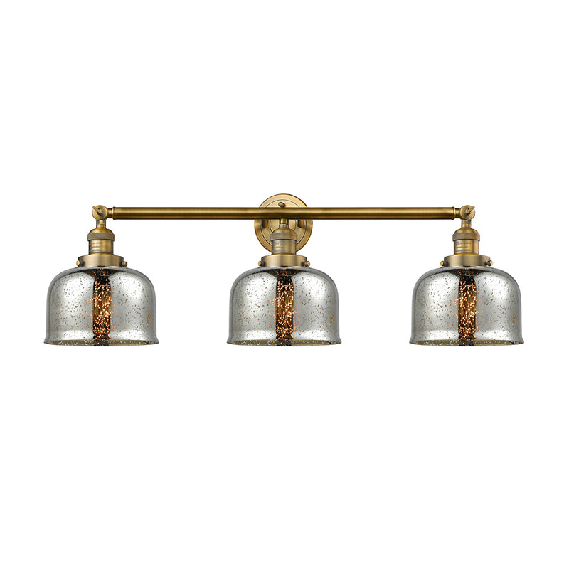 Bell Bath Vanity Light shown in the Brushed Brass finish with a Silver Plated Mercury shade