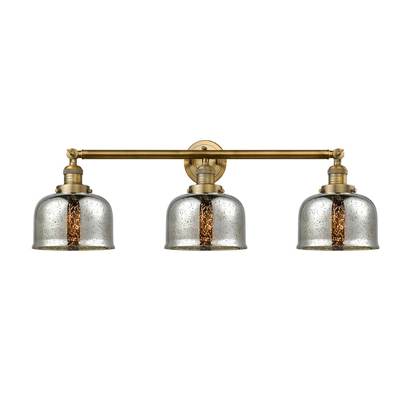Bell Bath Vanity Light shown in the Brushed Brass finish with a Silver Plated Mercury shade