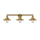 Railroad Bath Vanity Light shown in the Brushed Brass finish with a Brushed Brass shade