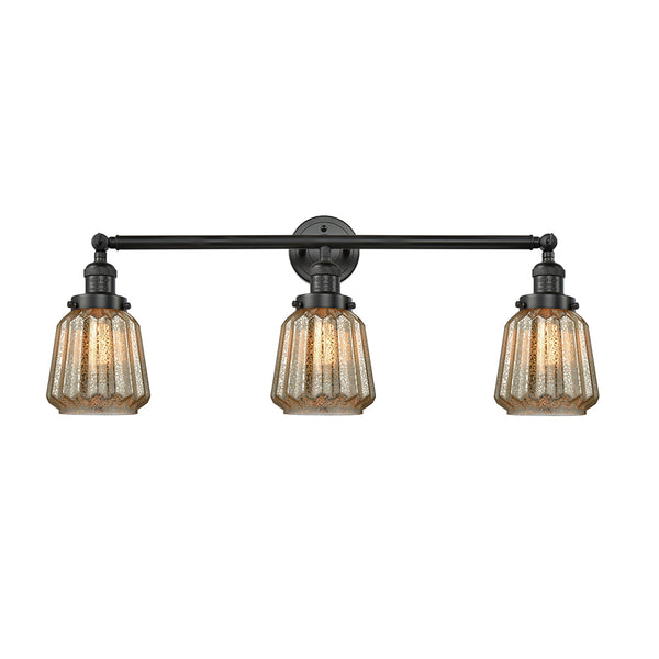 Chatham Bath Vanity Light shown in the Matte Black finish with a Mercury shade