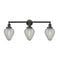 Geneseo Bath Vanity Light shown in the Matte Black finish with a Clear Crackled shade