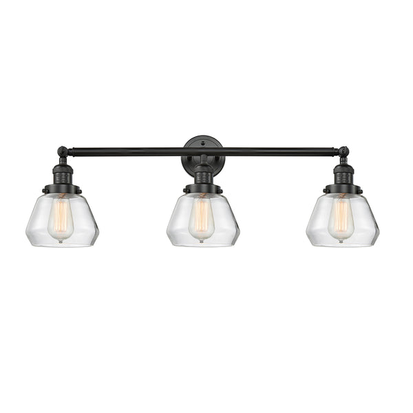 Fulton Bath Vanity Light shown in the Matte Black finish with a Clear shade