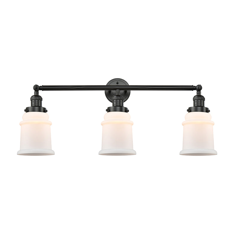 Canton Bath Vanity Light shown in the Matte Black finish with a Matte White shade