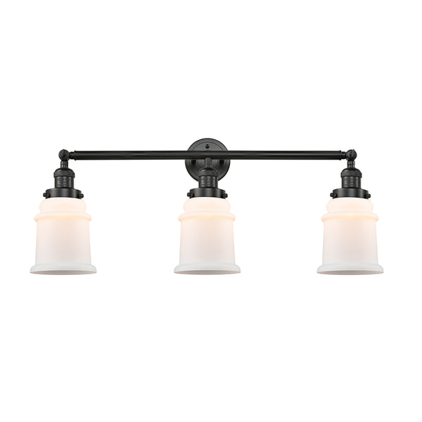 Canton Bath Vanity Light shown in the Matte Black finish with a Matte White shade