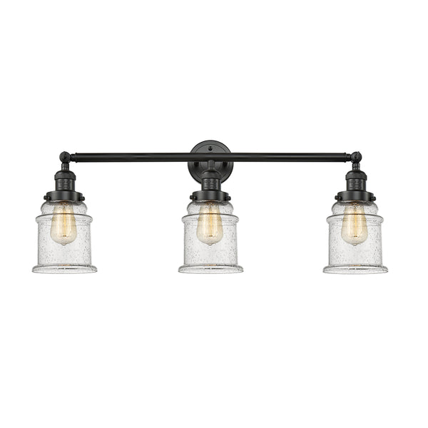 Canton Bath Vanity Light shown in the Matte Black finish with a Seedy shade
