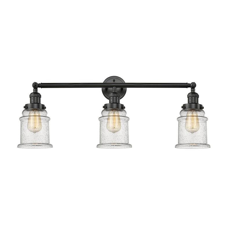 Canton Bath Vanity Light shown in the Matte Black finish with a Seedy shade