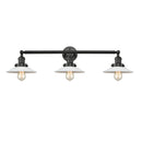 Halophane Bath Vanity Light shown in the Matte Black finish with a Matte White Halophane shade