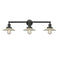 Halophane Bath Vanity Light shown in the Matte Black finish with a Clear Halophane shade