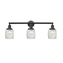 Colton Bath Vanity Light shown in the Matte Black finish with a Clear Halophane shade