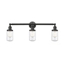 Dover Bath Vanity Light shown in the Matte Black finish with a Clear shade