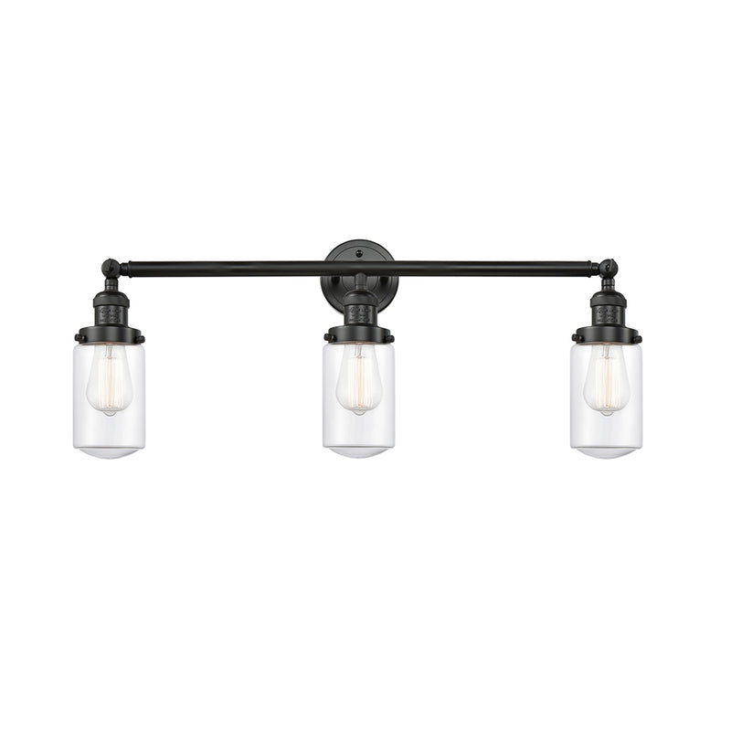 Dover Bath Vanity Light shown in the Matte Black finish with a Clear shade