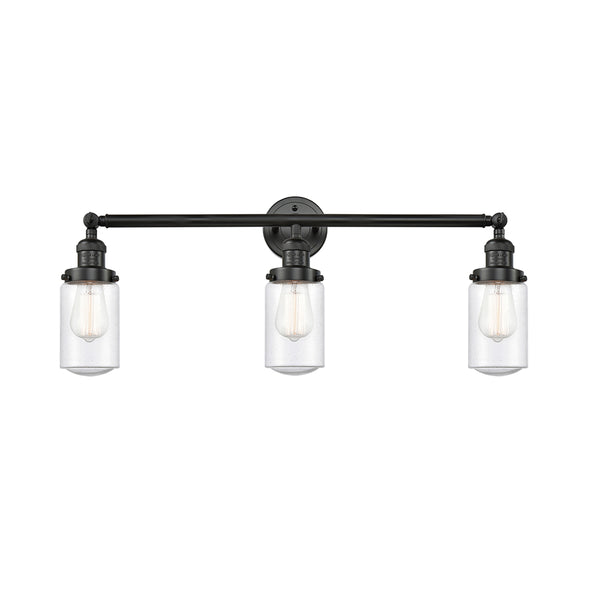 Dover Bath Vanity Light shown in the Matte Black finish with a Seedy shade