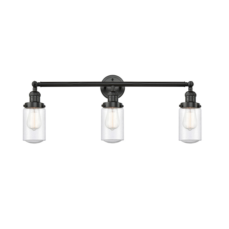 Dover Bath Vanity Light shown in the Matte Black finish with a Seedy shade