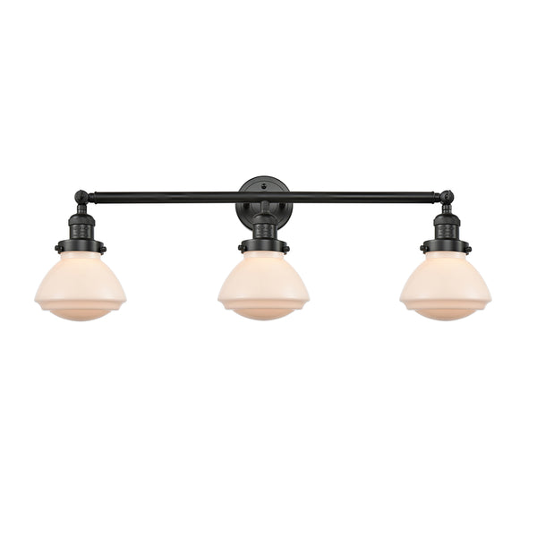 Olean Bath Vanity Light shown in the Matte Black finish with a Matte White shade
