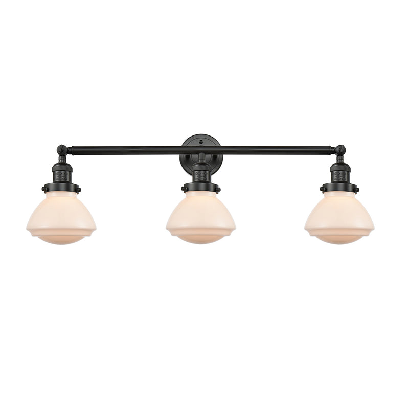 Olean Bath Vanity Light shown in the Matte Black finish with a Matte White shade
