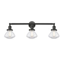 Olean Bath Vanity Light shown in the Matte Black finish with a Clear shade