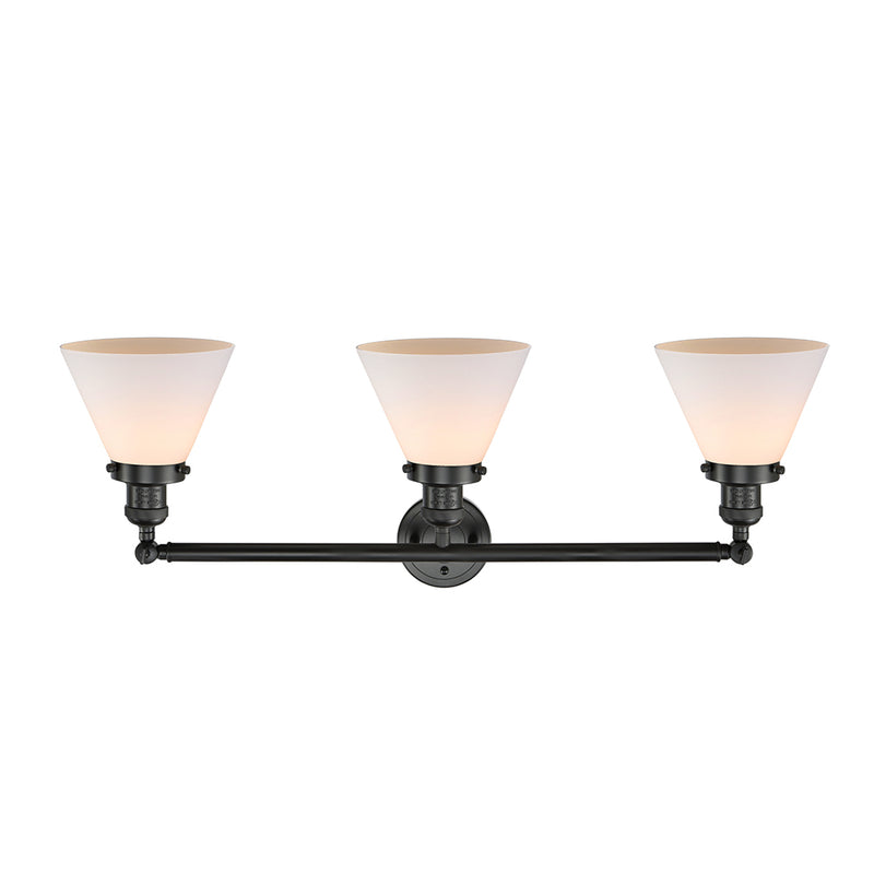 Innovations Lighting Large Cone 3 Light Bath Vanity Light Part Of The Franklin Restoration Collection 205-BK-G41-LED