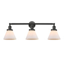 Cone Bath Vanity Light shown in the Matte Black finish with a Matte White shade