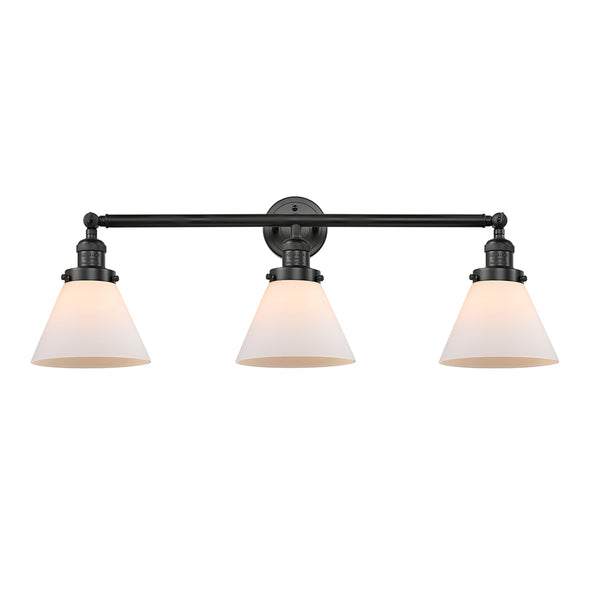 Cone Bath Vanity Light shown in the Matte Black finish with a Matte White shade