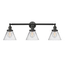 Cone Bath Vanity Light shown in the Matte Black finish with a Clear shade