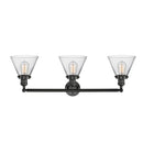 Innovations Lighting Large Cone 3 Light Bath Vanity Light Part Of The Franklin Restoration Collection 205-BK-G42