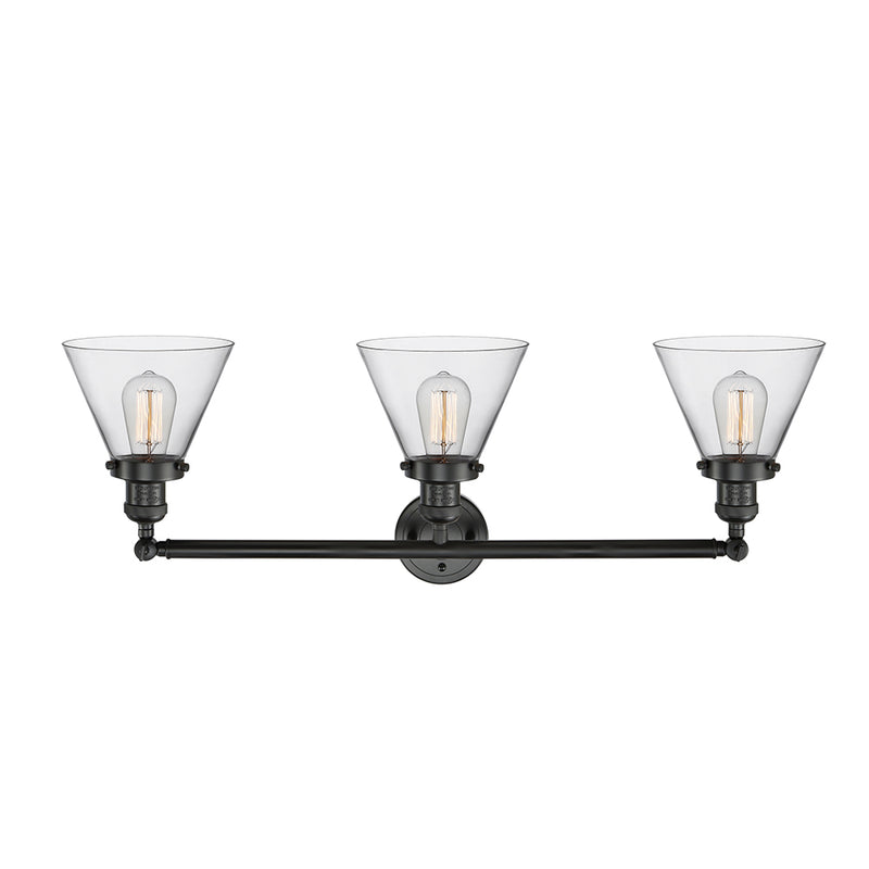 Innovations Lighting Large Cone 3 Light Bath Vanity Light Part Of The Franklin Restoration Collection 205-BK-G42
