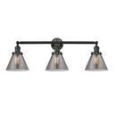 Cone Bath Vanity Light shown in the Matte Black finish with a Plated Smoke shade
