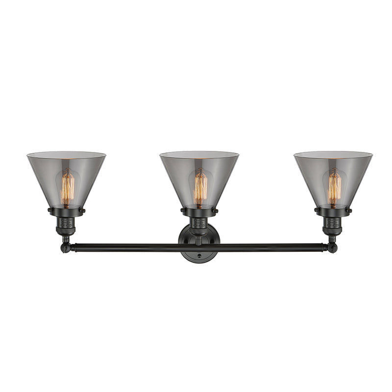 Innovations Lighting Large Cone 3 Light Bath Vanity Light Part Of The Franklin Restoration Collection 205-BK-G43