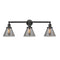 Cone Bath Vanity Light shown in the Matte Black finish with a Plated Smoke shade