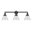Cone Bath Vanity Light shown in the Matte Black finish with a Seedy shade