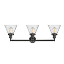 Innovations Lighting Large Cone 3 Light Bath Vanity Light Part Of The Franklin Restoration Collection 205-BK-G44