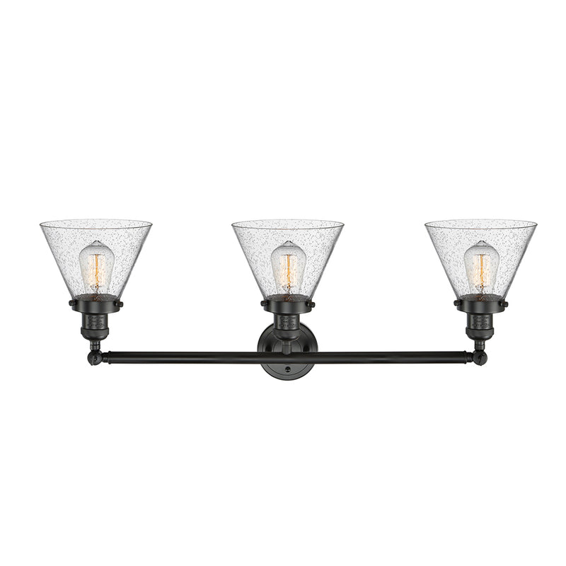 Innovations Lighting Large Cone 3 Light Bath Vanity Light Part Of The Franklin Restoration Collection 205-BK-G44
