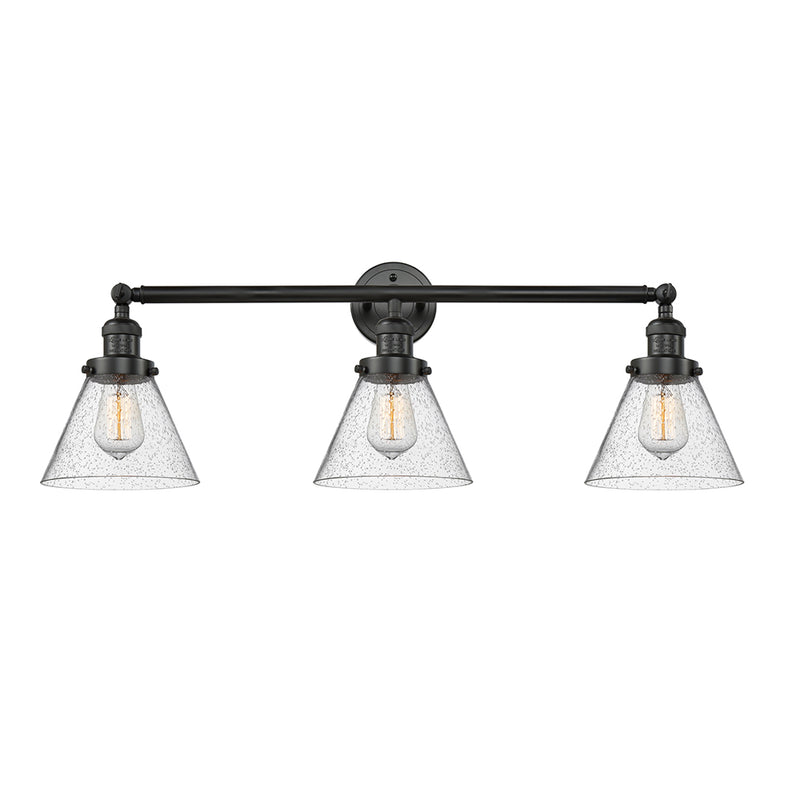 Cone Bath Vanity Light shown in the Matte Black finish with a Seedy shade