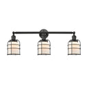 Bell Cage Bath Vanity Light shown in the Matte Black finish with a Matte White shade
