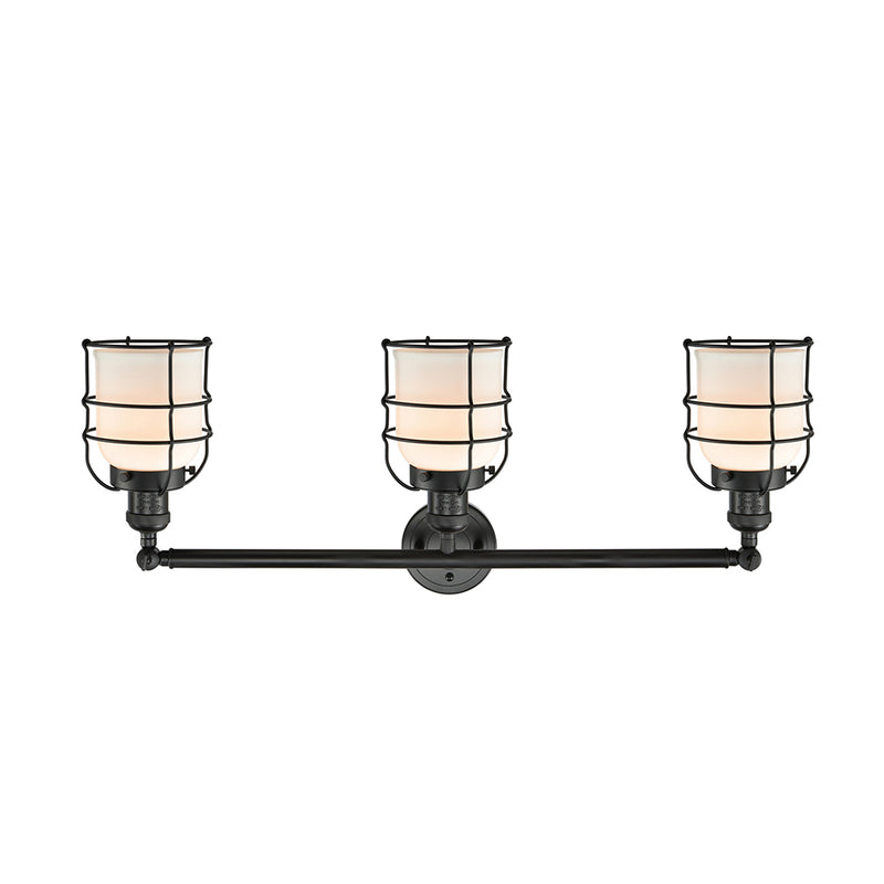 Innovations Lighting Small Bell Cage 3 Light Bath Vanity Light Part Of The Franklin Restoration Collection 205-BK-G51-CE