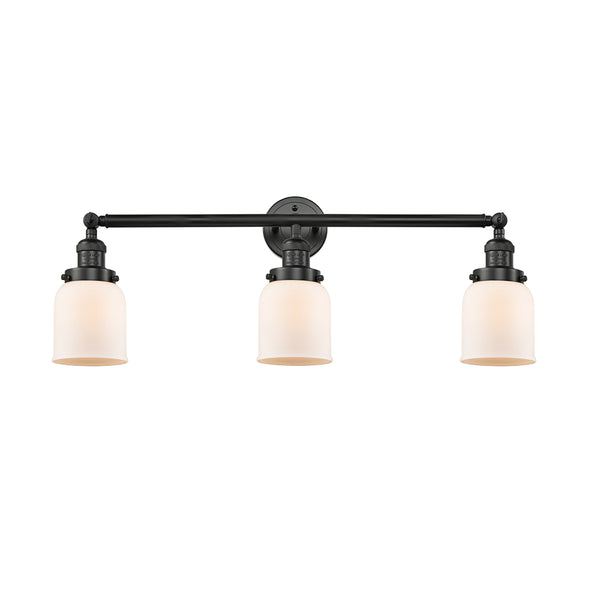 Bell Bath Vanity Light shown in the Matte Black finish with a Matte White shade