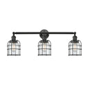 Bell Cage Bath Vanity Light shown in the Matte Black finish with a Clear shade