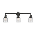 Bell Bath Vanity Light shown in the Matte Black finish with a Clear shade