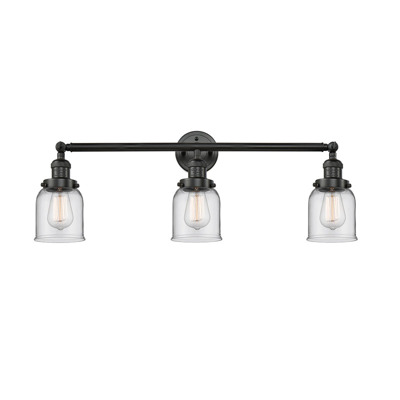Bell Bath Vanity Light shown in the Matte Black finish with a Clear shade