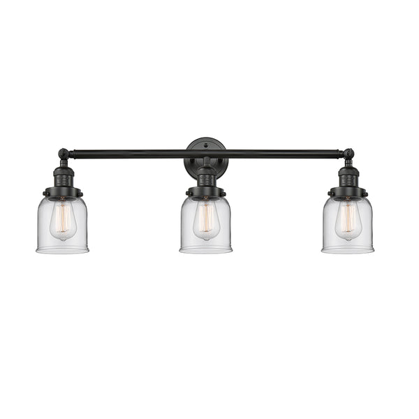 Bell Bath Vanity Light shown in the Matte Black finish with a Clear shade