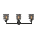 Innovations Lighting Small Bell Cage 3 Light Bath Vanity Light Part Of The Franklin Restoration Collection 205-BK-G53-CE