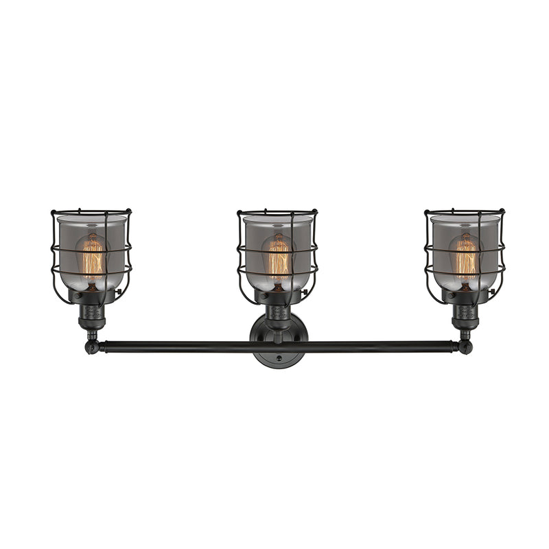 Innovations Lighting Small Bell Cage 3 Light Bath Vanity Light Part Of The Franklin Restoration Collection 205-BK-G53-CE-LED