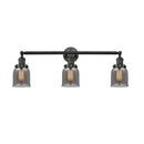 Bell Bath Vanity Light shown in the Matte Black finish with a Plated Smoke shade