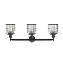 Innovations Lighting Small Bell Cage 3 Light Bath Vanity Light Part Of The Franklin Restoration Collection 205-BK-G54-CE-LED