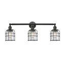 Bell Cage Bath Vanity Light shown in the Matte Black finish with a Seedy shade