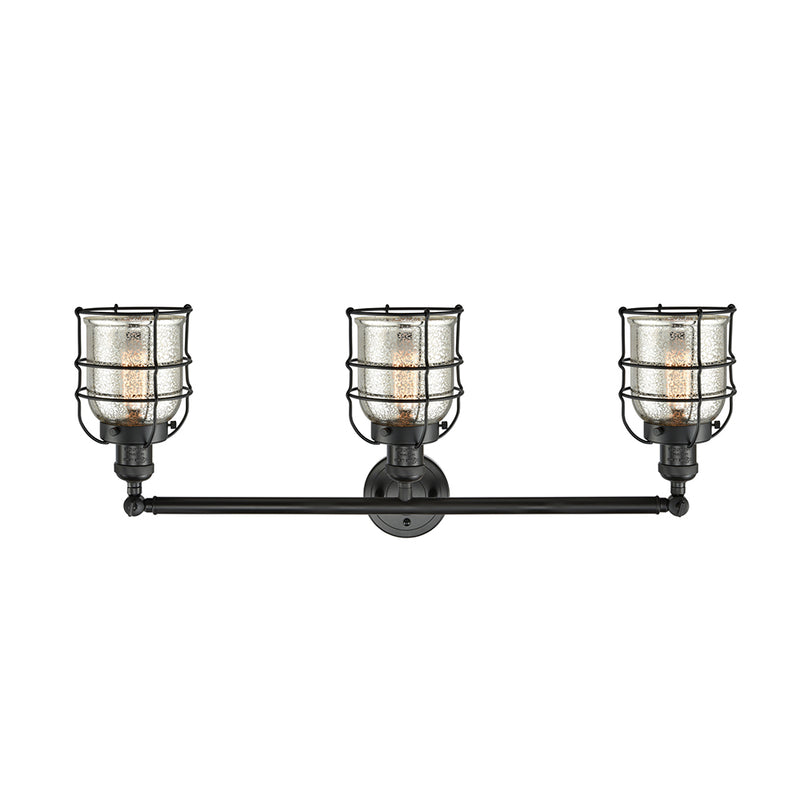 Innovations Lighting Small Bell Cage 3 Light Bath Vanity Light Part Of The Franklin Restoration Collection 205-BK-G58-CE