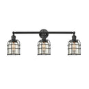 Bell Cage Bath Vanity Light shown in the Matte Black finish with a Silver Plated Mercury shade