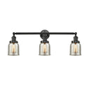 Bell Bath Vanity Light shown in the Matte Black finish with a Silver Plated Mercury shade